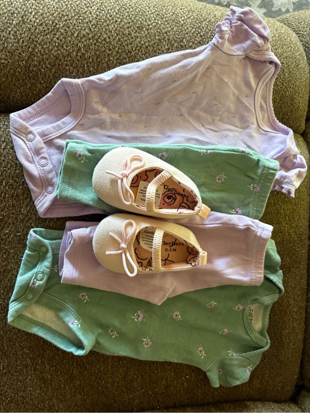 Carter's Cream Baby Mary Jane Shoes with Bow Accent